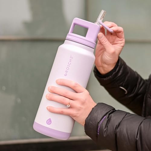 GROSCHE Alpine Flip 'N Sip Insulated Bottle with Straw Lid, Lavender, 40 oz - color: Lavender, size: 40 Ounces