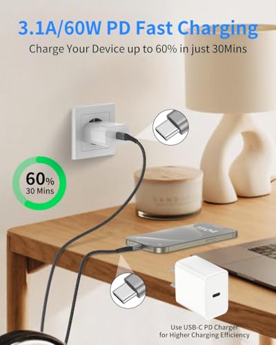 USB C to USB C Cable 3FT, 2 Pack 60W/3A USB C to C Fast Charging Cord | USBC to USBC Cable 3FT for iPhone 17 16 15 Pro Max, MacBook , Samsung Galaxy S25 S24 S23 Ultra, Type C to Type C Cable - size: 3 Feet, style: USB C to USB C
