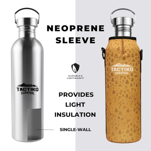 Tactiko Stainless Steel Wide Mouth Water Bottle | Single Wall Boil-Safe - color: Tan, size: 51 oz/1500 ml