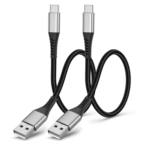 Short USB to USB C Cable, 2 Pack USB C Cable 1ft, Braided Short 12 inch USBC Cable 3A Fast Charging for iPhone 17 16 15 Samsung Galaxy S25 S24 S23 - color: Black, size: 1 FT