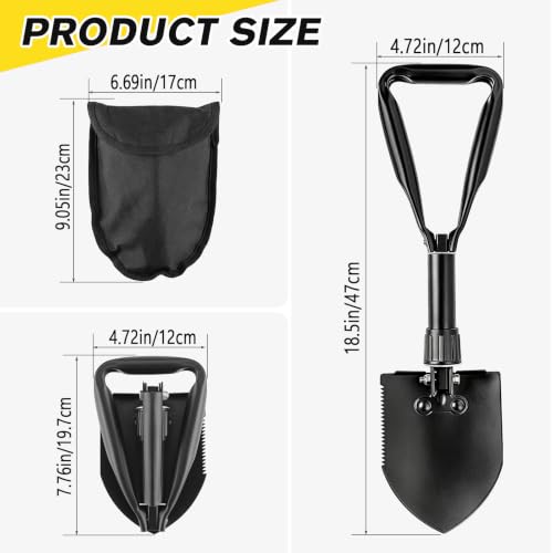 Folding Shovel, 18.5'' Lightweight Camping Shovel - color: Black, size: 18'' Medium