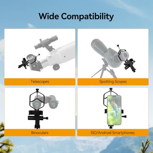 SVBONY SV214 Pro 3-Axis Universal Smartphone Adapter, Digiscoping Adapter | for Spotting Scope Telescope Capture and Video, Support 44 to 64mm Eyepiece Diameter, High Precision Tuning, EVA Pads - size: Support 44 to 64mm