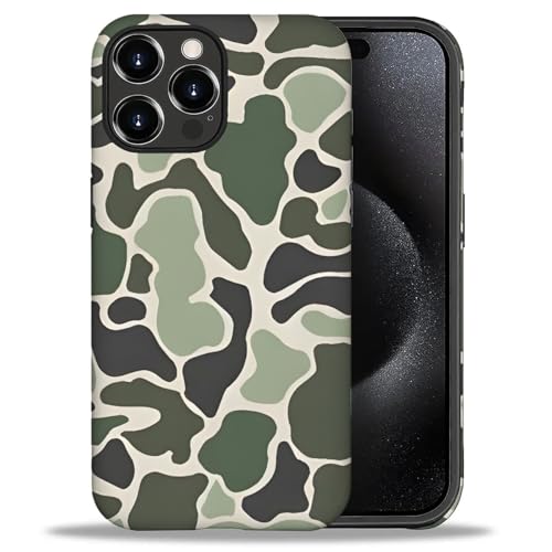 SmaMZ for iPhone 16 Pro Max Case, T2 Army Green Camo Shockproof Rugged Cover Dual Layer Soft TPU Hard PC Bumper Case Design for iPhone 16 Pro Max - color: Army Green Camo