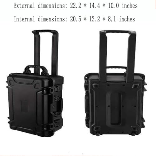 22" L x 14" W x 9" H Large Hard Case with Foam, Portable Rolling Hard Case with Wheels, Waterproof Shockproof Dustproof, Suitable for Cameras, Lenses, Camcorder, Instrument, Telescopes - size: 22 Inch
