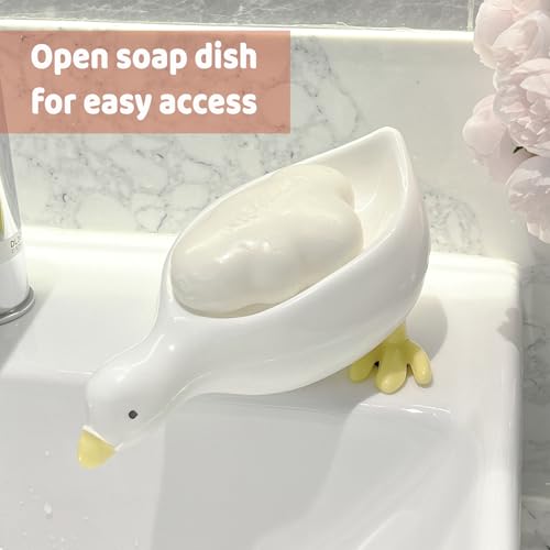 Soap Dish for Shower,Soap Holder Shower,Cute Duck Soap Bar Holder Saver