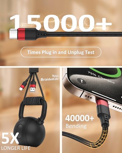 2 ft USB C Cable 2 Pack, USB to USB C Cable 2ft, Braided 2 Foot USBC Cable Fast Charging Cord Compatible with iPhone 17 16 15 Pro Max, Samsung Galaxy S25 S24 S23, Google Pxiel 10 9 - size: 2 FT