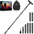 aiGear G2 Tactical Hiking Stick with Multi-Tool, 6-8 Section Walking Staff | 6061-T6 Aluminum, Magnesium Fire Starter, Anti-Skid Tip and Convertible T-Handle for Wading, Camping and Overlanding - size: 6 Tubes / 47.3"
