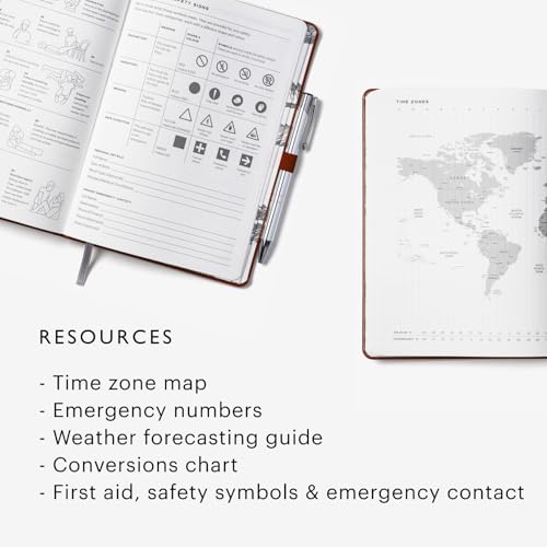 Stone Journal Explorer Notebook – A5 Waterproof Paper Field Journal, Vegan Leather Hardcover, 144 Pages Alternating Ruled & Dot Grid, Back Pocket, Weather-Resistant (Tan Brown) - color: Tan Brown
