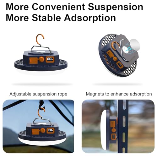 10000mAh 4000LM Camping Light 4 Light Modes Portable LED Camping Lantern Rechargeable Light 30W with Digital Power Display and Magnet , IPX5 Waterproof Tent Lights Power Failure Emergency Light - size: 30W(3 Color)