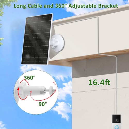 Zivif 7W Solar Panel Compatible with Ring Video Doorbell 2, 3, 3 Plus and 4 | Solar Charger with Built-in 2600mAh Battery, IP65 Waterproof, 16.4ft Cable, 360° Adjustable Mount - color: 7W ring doorbell