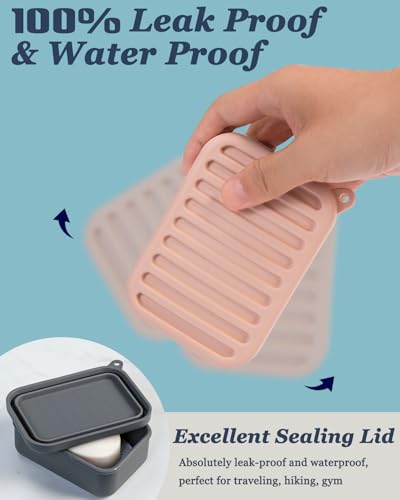 HighHerz Superior Leak-Proof Silicone Travel Soap Case, Portable Soap Container with Draining Layer, Durable Soap Box, Shatter-Proof Soap Holder for Bathroom, Gym, Travel Size Toiletry(Light Pink) - color: Light Pink