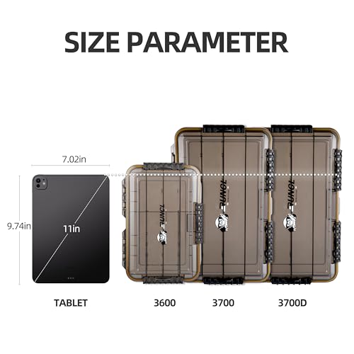 RUNCL Fishing Tackle Box, Waterproof Tray for Jigs Lures, Thicker Floating Tackle Utility Box with Adjustable Dividers, 3600/3700/Large 3700 Size - color: 2PCS 3700