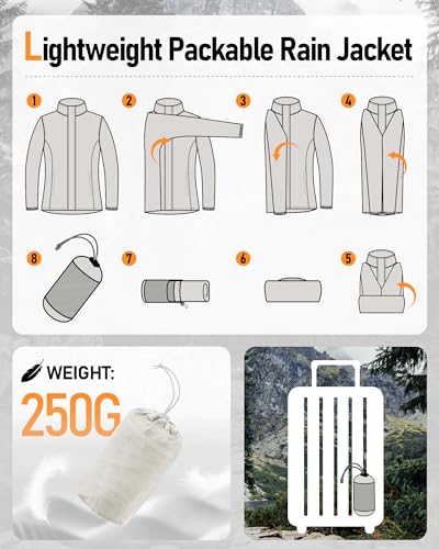 Outdoor Ventures Women's Rain Jackets Lightweight Waterproof RainCoats - color: Beige, size: Large