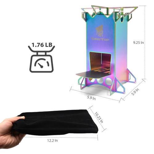 GEERTOP Portable Backpacking Rocket Stove Wood Burning Camping Stove Stainless Steel Small Survival Stove for Outdoor Travelling Cooking - color: Purply Blue