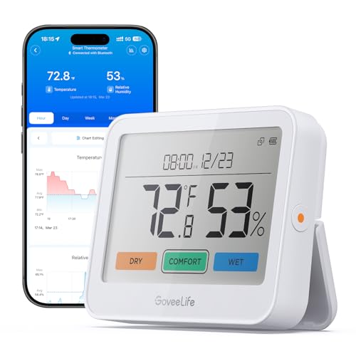 GoveeLife Bluetooth Thermometer Hygrometer H5220, Large LCD Display 1-Pack - style: 1 Pack
