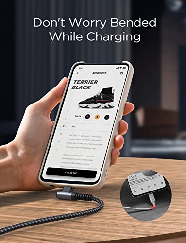 AINOPE USB to USB C Cable [2-Pack, 6.6ft] 3.1A Fast Charger Type C Right Angle, Resistant Nylon Braided C Type Charging Cable Compatible with Galaxy S10 S9 Plus S21, Note 10 9 LG, Type C Charger - color: Space Grey, size: 6.6FT+6.6FT
