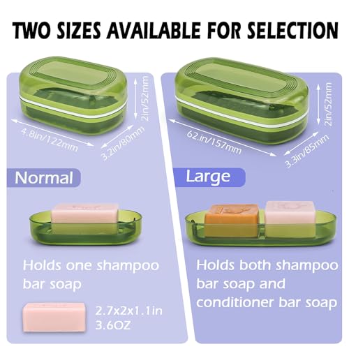AIDIMMING Shampoo Bar Holder & Large Travel Soap Case with Drain Tray | Shampoo bar travel case for shampoo and conditioner bars set or one 10 oz soap bar, with a removable drain tray (Green) - color: Green-large, size: Large