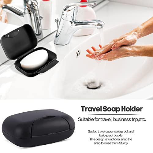 2 Pcs Plastic Soap Case Holder Container Box Home Outdoor Hiking Camping Travel Black - color: Black