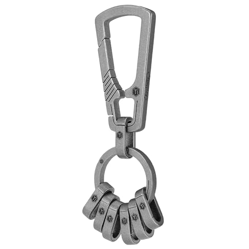 KeyUnity Titanium Carabiner Keychain Clip, Quick Release EDC Key Holder Organizer with Key Ring - color: Km22sw