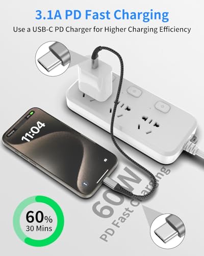 1ft Short USB C to USB C Cable, 2Pack Type C Fast Charging Cord for Car | Short USBC Cable for iPhone 17 16 15 Pro Max, iPad, MacBook, Samsung Galaxy S25 S24 S23 Ultra Pixel, USBC to USBC Cable 1 ft - size: 1 Feet, style: USB C to USB C