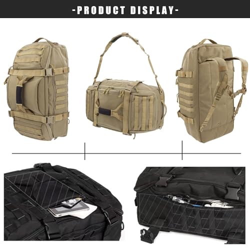 3-in-1 Gym Bag Duffle Bags Backpack - Travel Bag with Shoes Compartment - color: Coyote, size: 25L