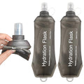 2 Pack 500ml Soft Flask, Shrink As You Drink Collapsible Water Bottles for Running Vest & Hydration Pack, BPA-Free Leak-Proof TPU Folding Bottle for Hiking Cycling Climbing Jogging-Grey - color: Grey