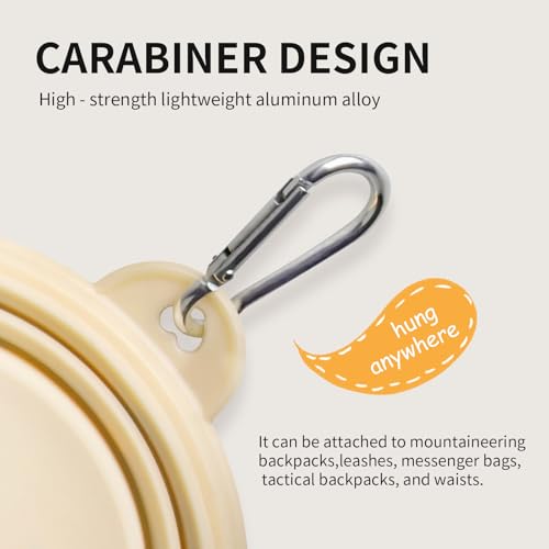 Collapsible Dog Bowls 2-Pack, Portable Travel Dog Bowl with Carabiner, Food-Grade Silicone Pet Bowl for Hiking, Walking(Macaron Yellow and Green) - color: 12 OZ Macaron Yellow and Green