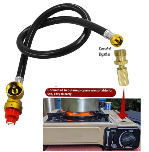 MENSI Portable Camping Stove Replacement Propane Butane Regulator with 27.5” Hose with Thread Converter Fits for 𝐆𝐚𝐬 𝐎𝐧𝐞 𝐆𝐒-𝟑𝟒𝟎𝟎𝐏 𝐏𝐨𝐫𝐭𝐚𝐛𝐥𝐞 𝐒𝐭𝐨𝐯𝐞 - size: 27.5" Hose with Adapter Kits