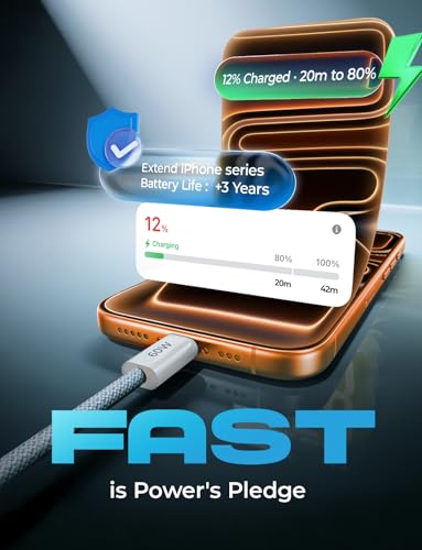 LISEN USB C Cable, 5-Pack [3.3/3.3/6.6/6.6/10FT] Blue for iPhone 17 Charger Cord, 60W C to C Cable Fast Charging for iPad, iPhone 17 Air 16 15 Pro Max, Samsung Z Flip 7/S25/S24 - color: Blue, size: 3.3+3.3+6.6+6.6+10FT