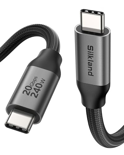 Silkland 20Gbps USB 4 Cable Long, 5K/4K@60Hz, 240W PD 3.1, 16.5FT/5M | 48-Strand Braided, Braided USB C Monitor Cable Compatible for Thunderbolt 4/3, MacBook, iPhone 17, VR Headset - size: 16.5FT