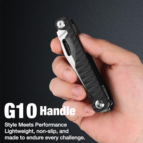 Mossy Oak 12-in-1 Multitool Knife, G10 Handle, EDC for Camping & Outdoor | 5Cr15 Stainless Steel Blade, Secure Liner Locks, 12 Practical Functions, Compact Foldable Design With Removable Belt Clip