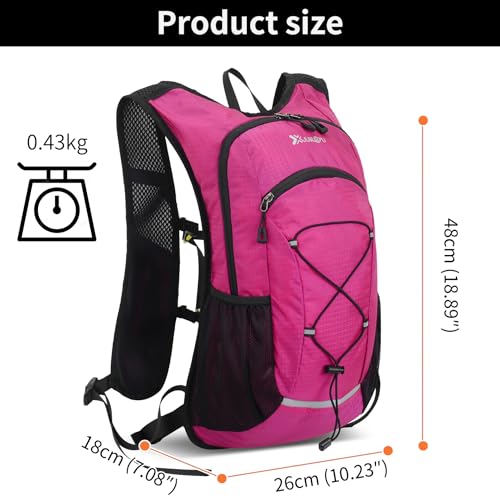 DOJUNS Hiking Backpack Lightweight Travel Backpack 20L Waterproof Hiking Daypacks Camping Backpack for Men Women (rose red) - color: Rose Red