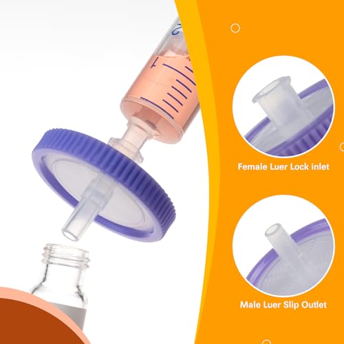 PEKYBIO 30 Pack PVDF Syringe Filters, Lab Filters Hydrophilic 0.22um Pore Size, 25mm Diameter Filtration - size: 25mm 0.22um