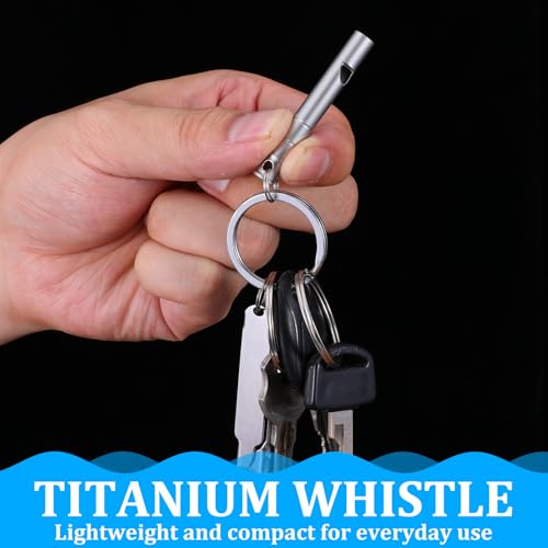 ElevateTech 2Pcs Titanium Emergency Whistle 120db Safety Whistle, Silver | with Lanyard, Suitable for Camping, Hiking, Pet Training, Coaching, Sports, Hang Around Your Neck