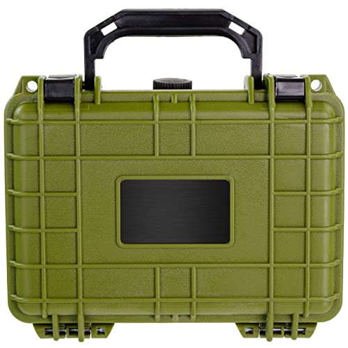 Eylar Protective Gear and Camera Hard Case with Custom Logo Engraved Plate TSA Approved 8.12 inch 6.56 inch 3.56 inch, Customizable Pluck Foam, Lockable for Cameras, Lenses, Drones, Gear (Green) - color: Green
