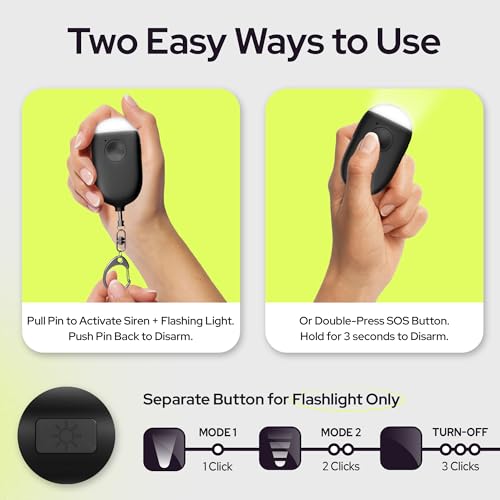 Weten Rechargeable Personal Alarm Keychain - 130dB Siren & LED Light - 2 Pack Personal Safety Alert for Women to Carry - Panic Button Alarm for Security - Rape Whistle for Self Defense (Black&Pink) - color: H - Black&Pink
