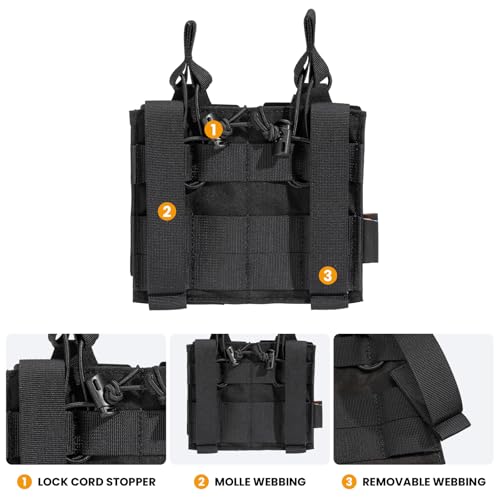 EXCELLENT ELITE SPANKER Tactical Open-Top Single/Double/Triple Molle Mag Pouch for Pistol Mag Pouch Tactical Bag Accessories Holder - color: Double-Black