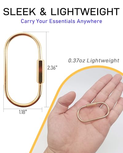 Gold Carabiner Keychain 10-Pack, Brass Screw Lock Key Ring