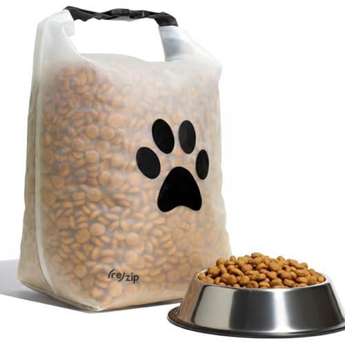 (re)zip Large Roll Top Pet Dry Food Storage Bag 40-Cup, BPA-Free, Food-Grade, Pet-Safe, Freshness Seal for Camping, Long Term Boarding, Travel & Daily Use, Machine Washable, Black - color: Black, size: 40 Cup