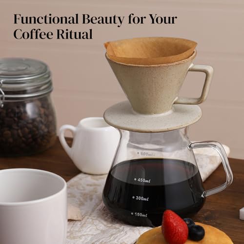 DOWAN Pour Over Coffee Maker, Non-Electric Pour Over Coffee Dripper, Manual Brew Maker, Single Cups Porcelain Slow Brewing Accessories for Gifts, Grey - color: Grey