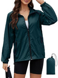 CRIPOM Packable Rain Jacket Women Waterproof Lightweight Jacket With Hood Womens Windbreaker Jacket S-XXL - color: Dark Blue, size: X-Large