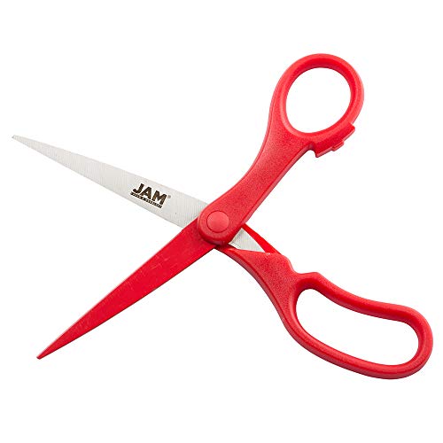 JAM PAPER Multi-Purpose Precision Scissors - 8 Inch - Red - Ergonomic Handle & Stainless Steel Blades - Sold Individually - color: Red, size: Standard (8 Inch)