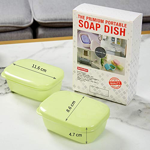 Quatish Leakproof Soap Dish with Lid & Draining Layer, Shatterproof Travel Bar Soap Holder Case Container, Portable Travel Size Toiletries Essentials for Camping, Gym, Bathroom, Green - color: Green, size: Medium