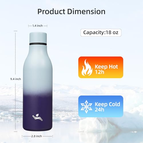 Konokyo 18 oz Insulated Stainless Steel Metal Water Bottle with Strap - color: Ocean Dream, size: 18 Ounces