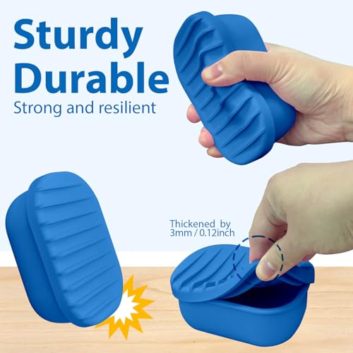 Leakproof Silicone Travel Soap Case with Drainage Layer, Silicone Bar Soap Holder Compact Portable Shatterproof Soap Container Box for Bathroom Gym Camp Travel Toiletries (KleinBlue, Drainage Lid) - color: Kleinblue, size: Drainage Lid