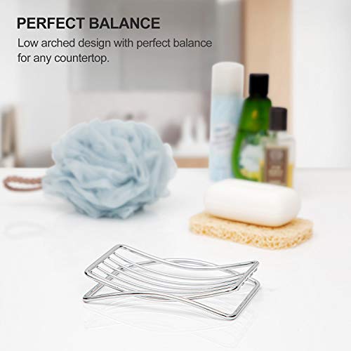 Soap Dish Stainless Steel Bar Soap Holder for Shower Bathroom, Self-draining Soap Dishes Sponge Holder for Kitchen Sink, Easy Cleaning Quick Dry with White Soap Saver - color: White-arch 1p