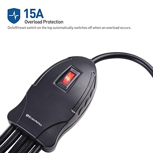 Cable Matters 5 Outlet Power Cord Splitter, Power Squid, 10ft Cord | Outlet Multiplier, Extra Long Cord, Color Coded Receptacles