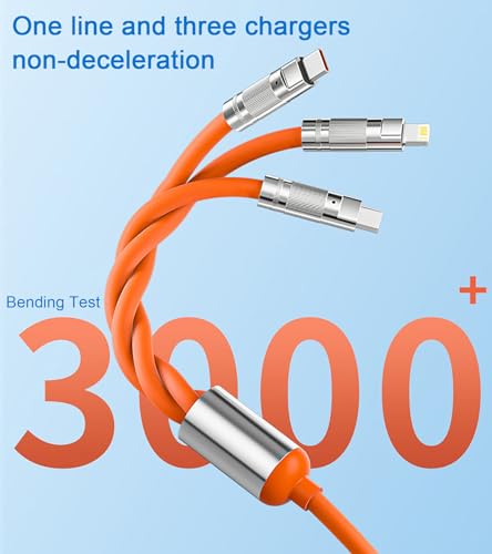 Awnuwuy 4FT Multi 3in1 Charging Cable Orange, 3 Port Lightning/Type-C/Micro | Multiple Charger Cable, Short Universal Charging Cable for iPad, iPhone 17/16/15/14, Samsung, Google, Sony PS5, Kindle - color: Orange, size: 4FT