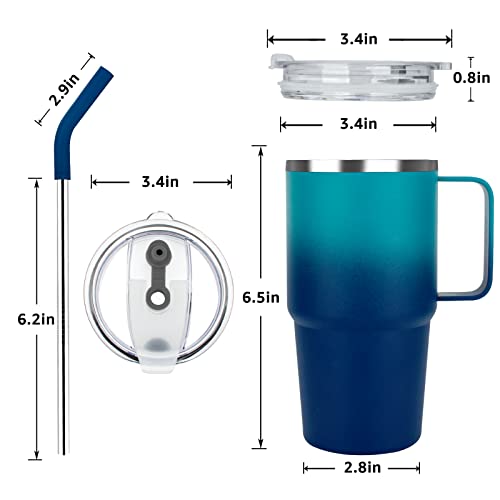 Sursip 24 oz Insulated Tumbler with Handle Lids and Straws - color: Navy&PurpleBlue