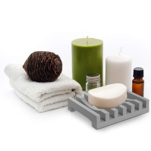 2Pcs Soap Dish Holder, Non-Slip Bathroom Accessories Silicone Soap Case Saver, Sink Deck Bathtub Shower Dish Soap Drainer, Silicone Holder for Soap, Sponges, Scrubber (Grey) - color: Grey